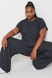 Yours Curve Grey Crinkle Plisse Trousers - Image 4 of 5