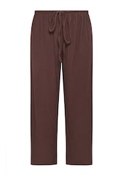 Yours Curve Brown Textured Tie Waist Wide Leg Trousers - Image 5 of 5