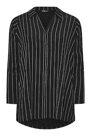 Yours Curve Black Pinstripe Textured Shirt - Image 6 of 6