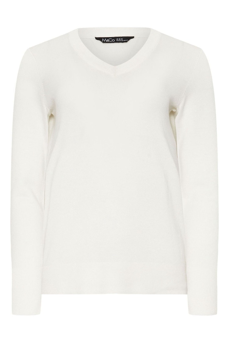 M&Co Cream Longsleeve V-Neck Jumper - Image 5 of 5