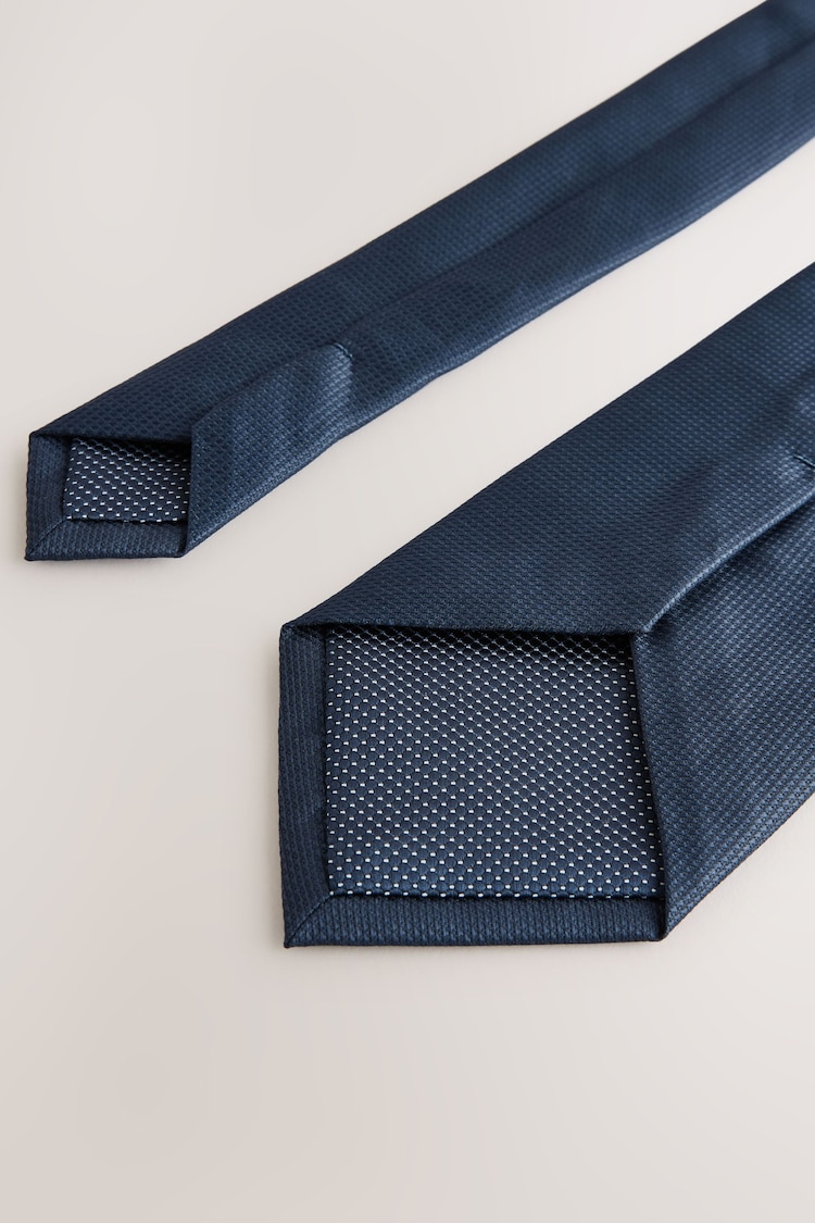 Navy Blue Textured Tie - Image 3 of 3