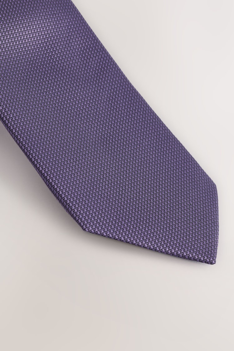 Purple Slim Textured Tie - Image 2 of 3