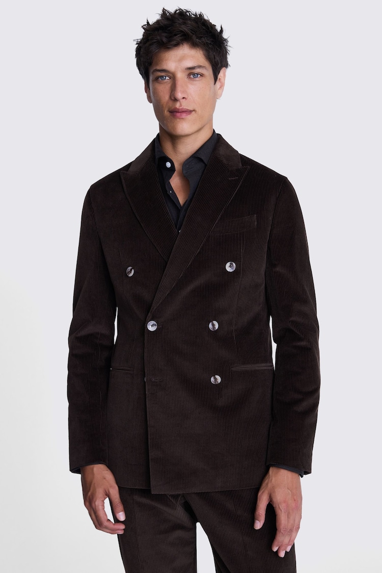 MOSS Brown Tailored Fit Single Breasted Corduroy Jacket - Image 1 of 4