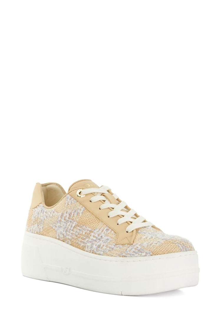 Dune London Natural Episode 2 Flatform Lace-Up Trainers - Image 2 of 5