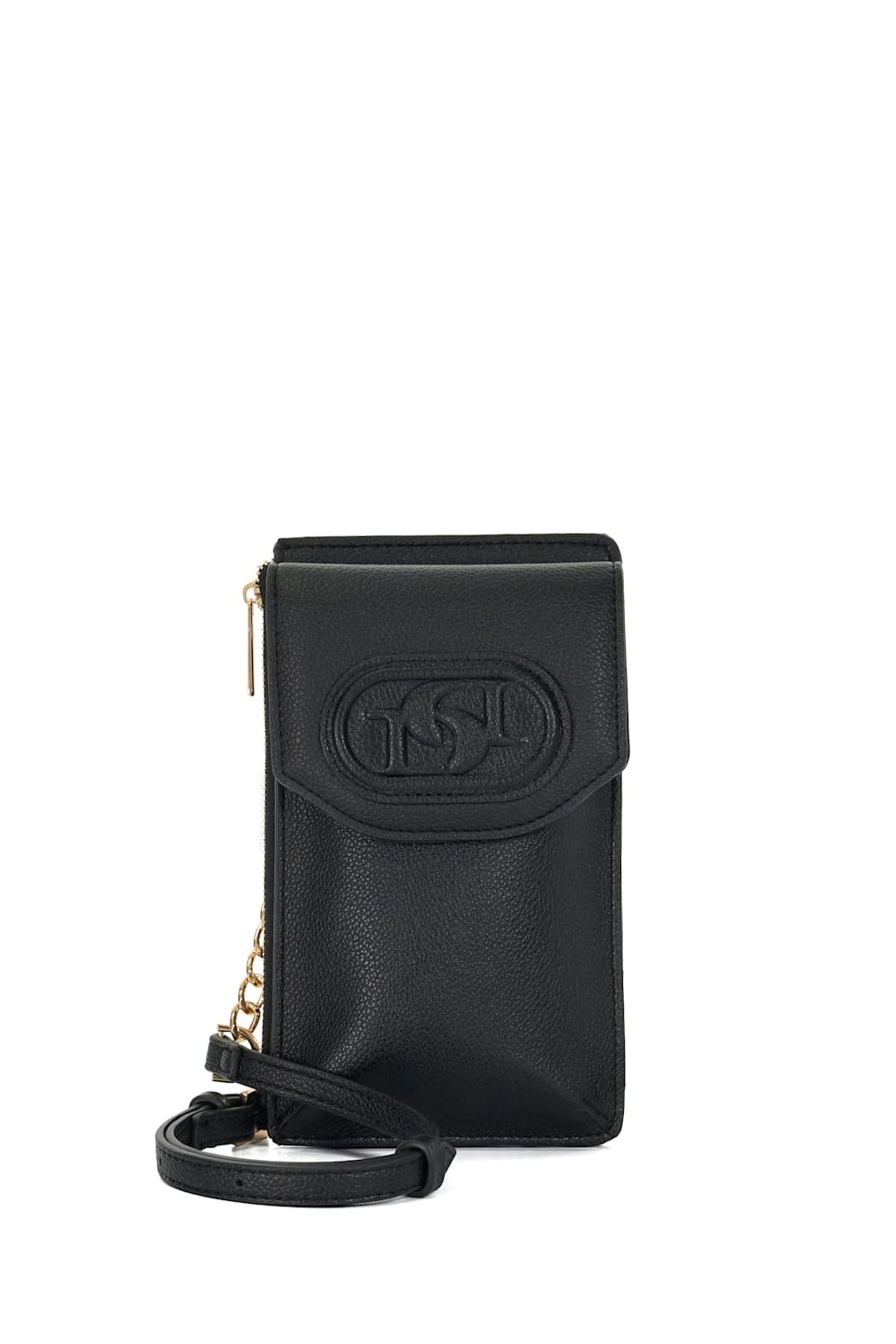 Dune London Black Samely Debossed Logo Phone Cross Body Bag one Womens