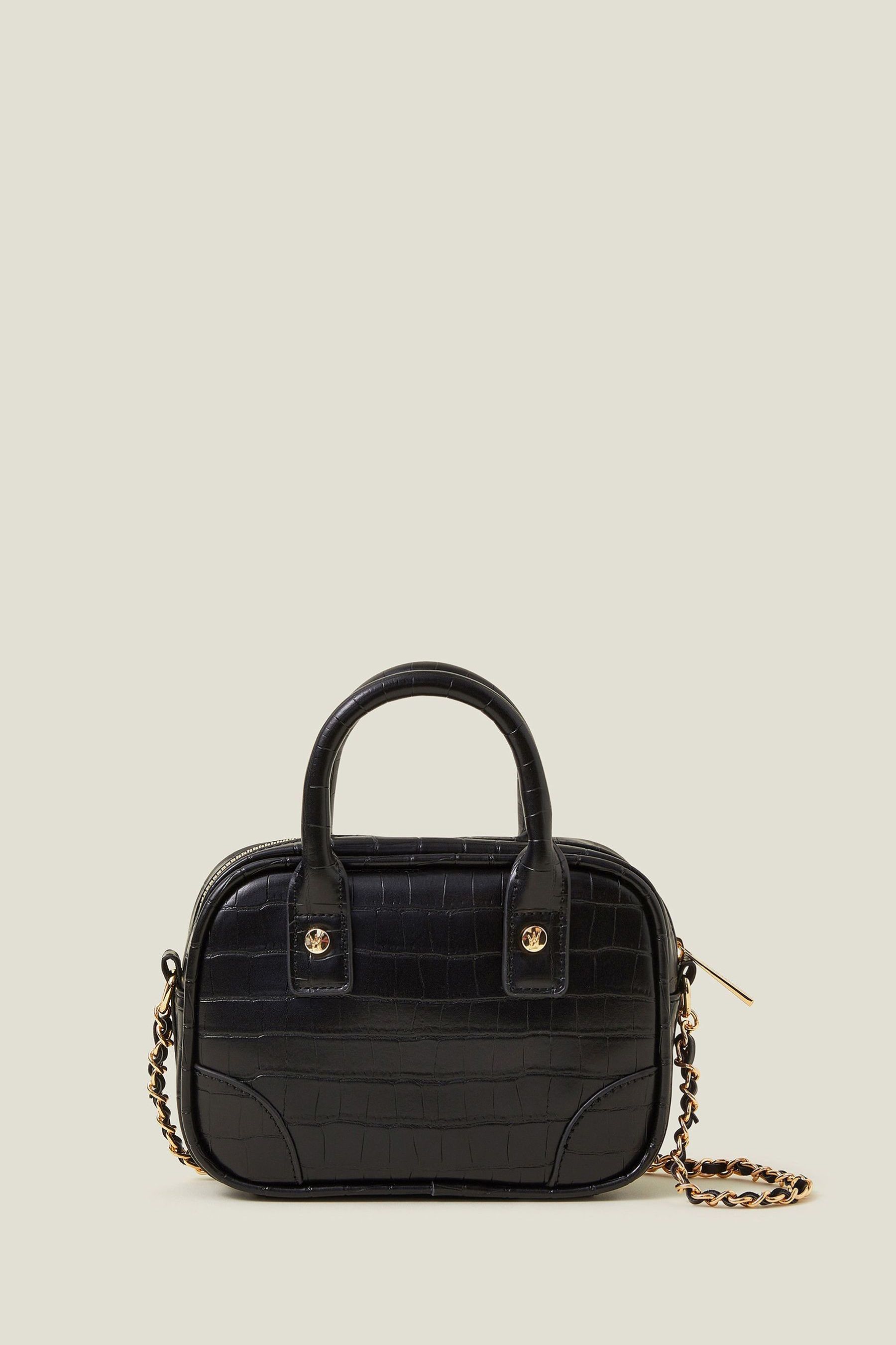 Accessorize Black Mini Faux Croc Cross Body Bag ONE Womens