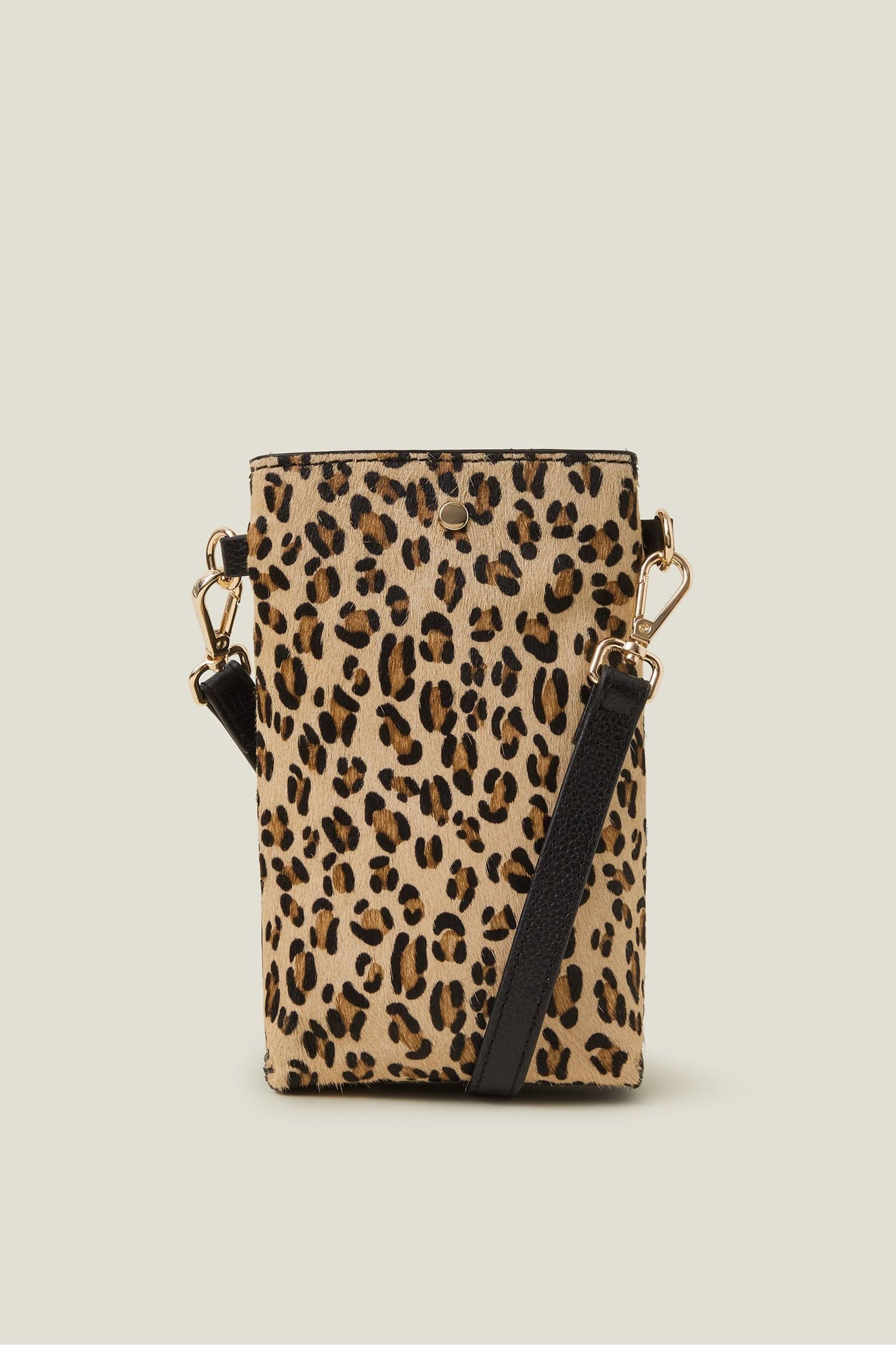 Accessorize Animal Print Leather Phone Crossbody Bag