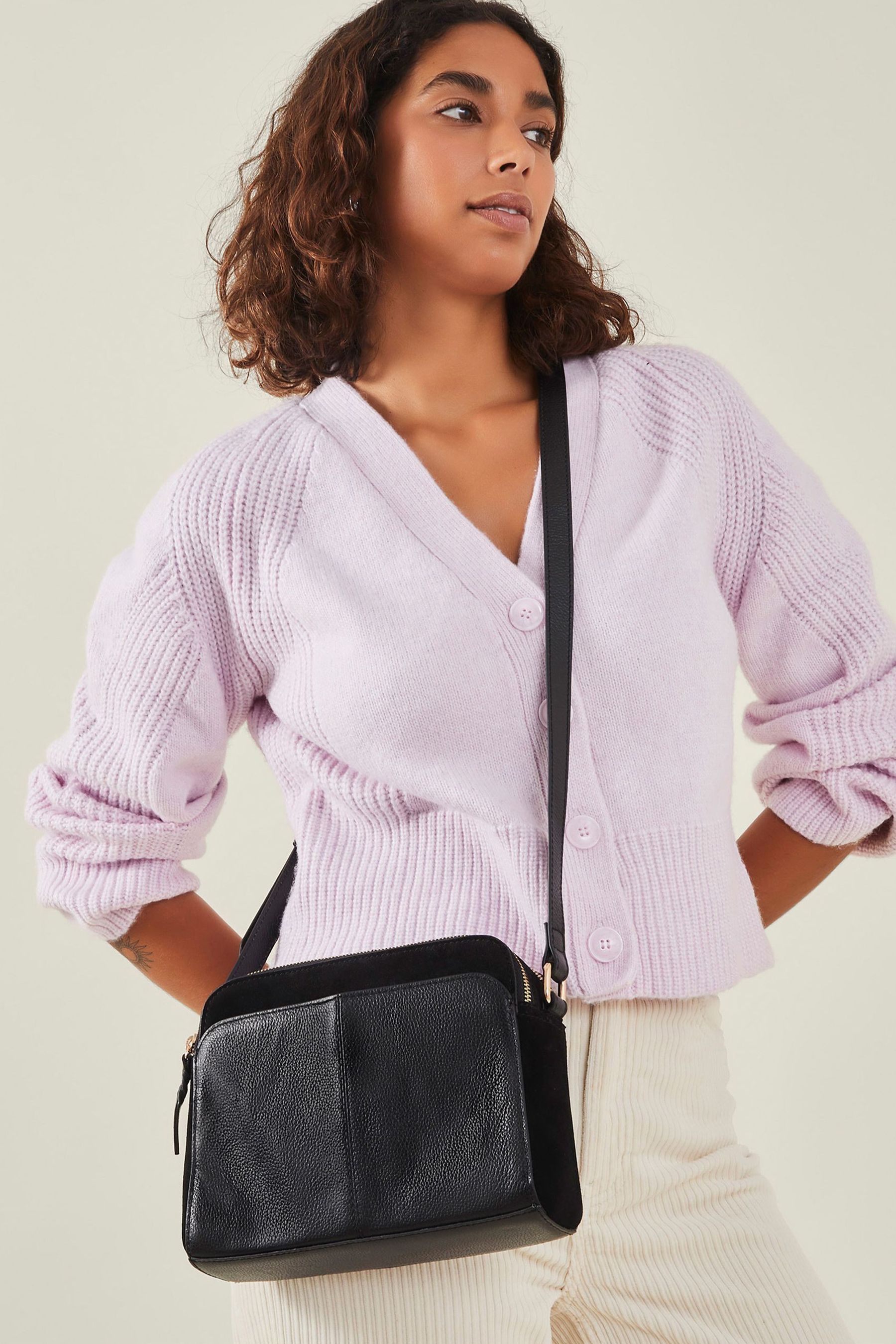 Double zip leather crossbody bag on sale