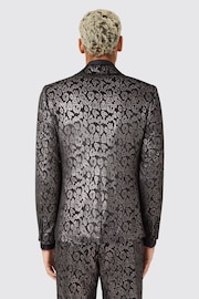 Twisted Tailor Black Slim Fit Ferbane Metallic Leopard Print Black Jacket - Image 3 of 5