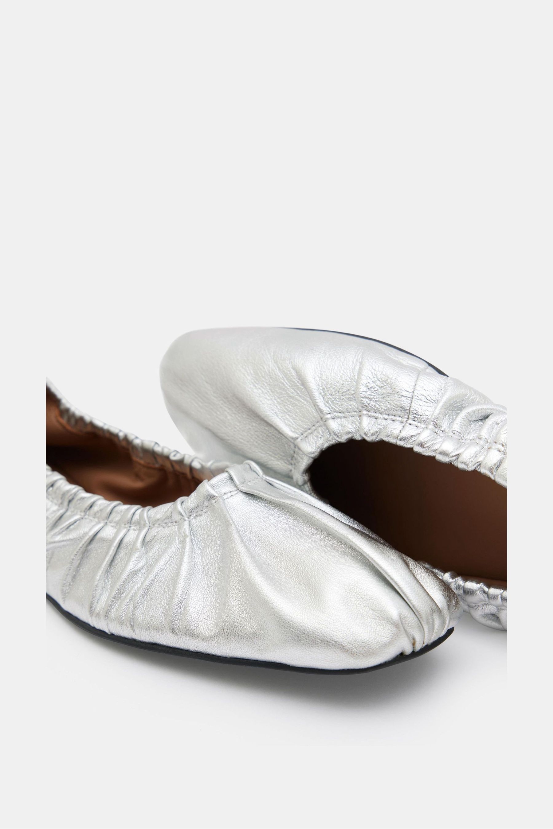 Silver leather ballet flats online