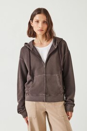 Hush Brown Dorian 100% Cotton Zip Front Hoodie - Image 1 of 5