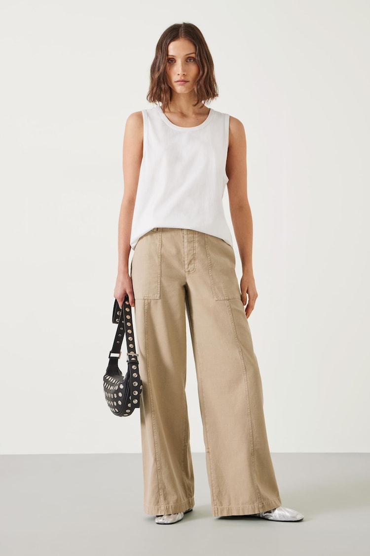 Hush Brown Thea Wide Leg Trousers - Image 1 of 5