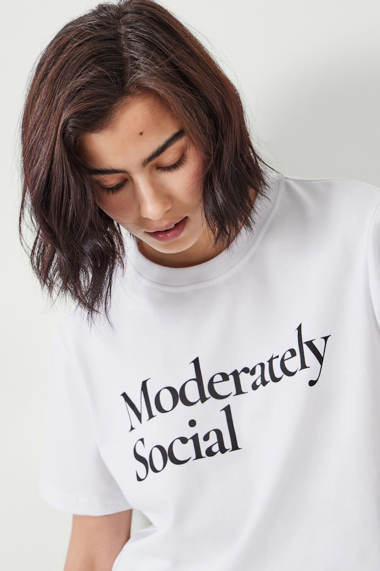 Hush White Moderately Social Graphic T-Shirt - Image 2 of 3