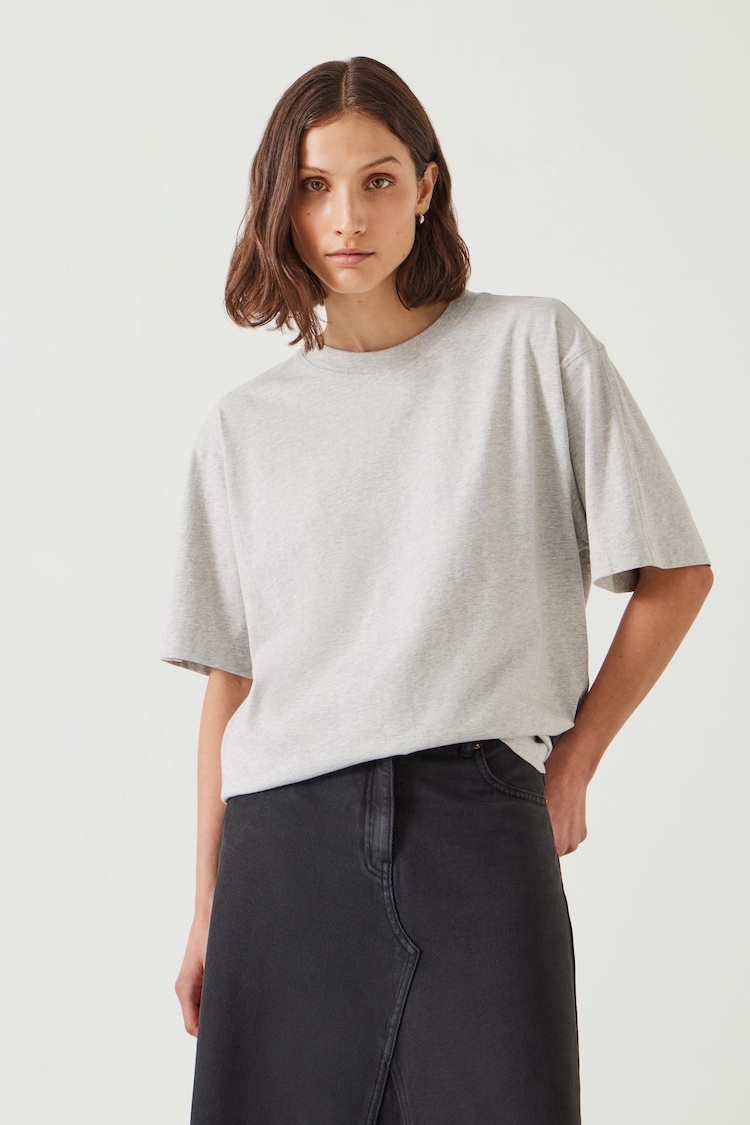 Hush Grey Oversized Flo Cotton T-Shirt - Image 1 of 5