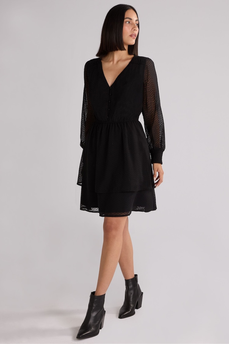 Ro&Zo Black Dobby Trim Insert Dress - Image 1 of 4