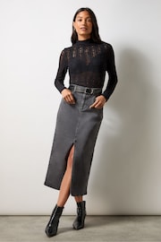 Ro&Zo Grey Denim Midi Skirt - Image 3 of 4