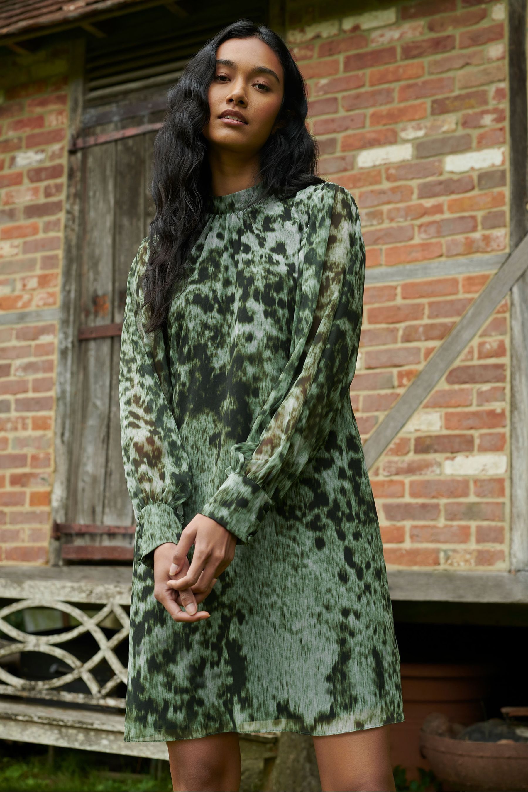 Green leopard print dress uk clearance