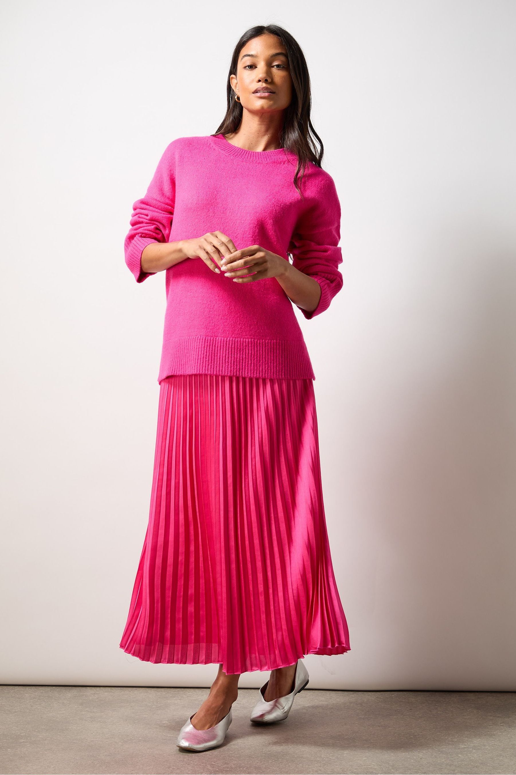 Buy Ro Zo Pink Petite Pleated Midi Skirt from the Next UK online shop