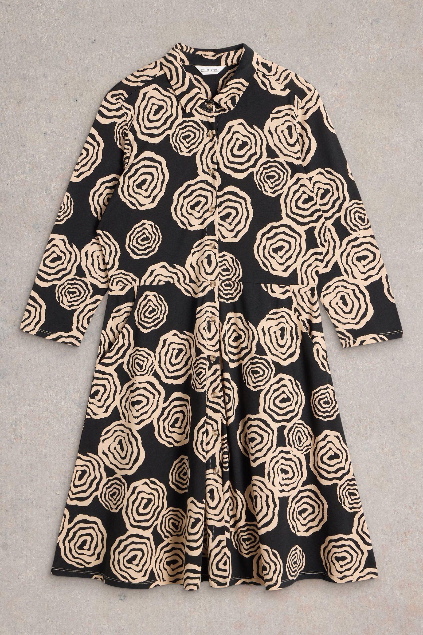 White Stuff Black Ria Jersey Shirt Dress