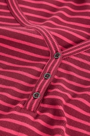 White Stuff Pink Halley Rib Stripe Henley T-Shirt - Image 6 of 6