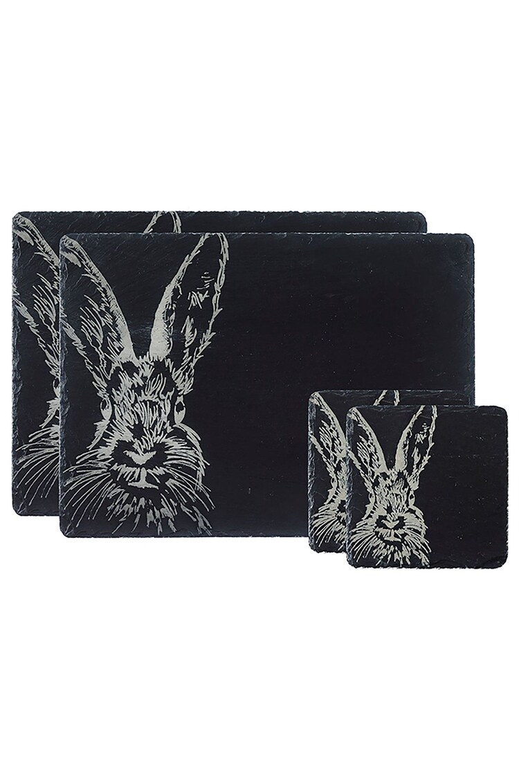 The Just Slate Company Slate Hare Coaster and Placemat Set - Image 3 of 3