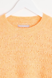 Oliver Bonas Orange Peach Cable Knit Ribbed Jumper - Image 3 of 6