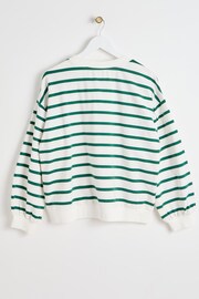 Oliver Bonas Green & White Stripe Sweatshirt - Image 2 of 5