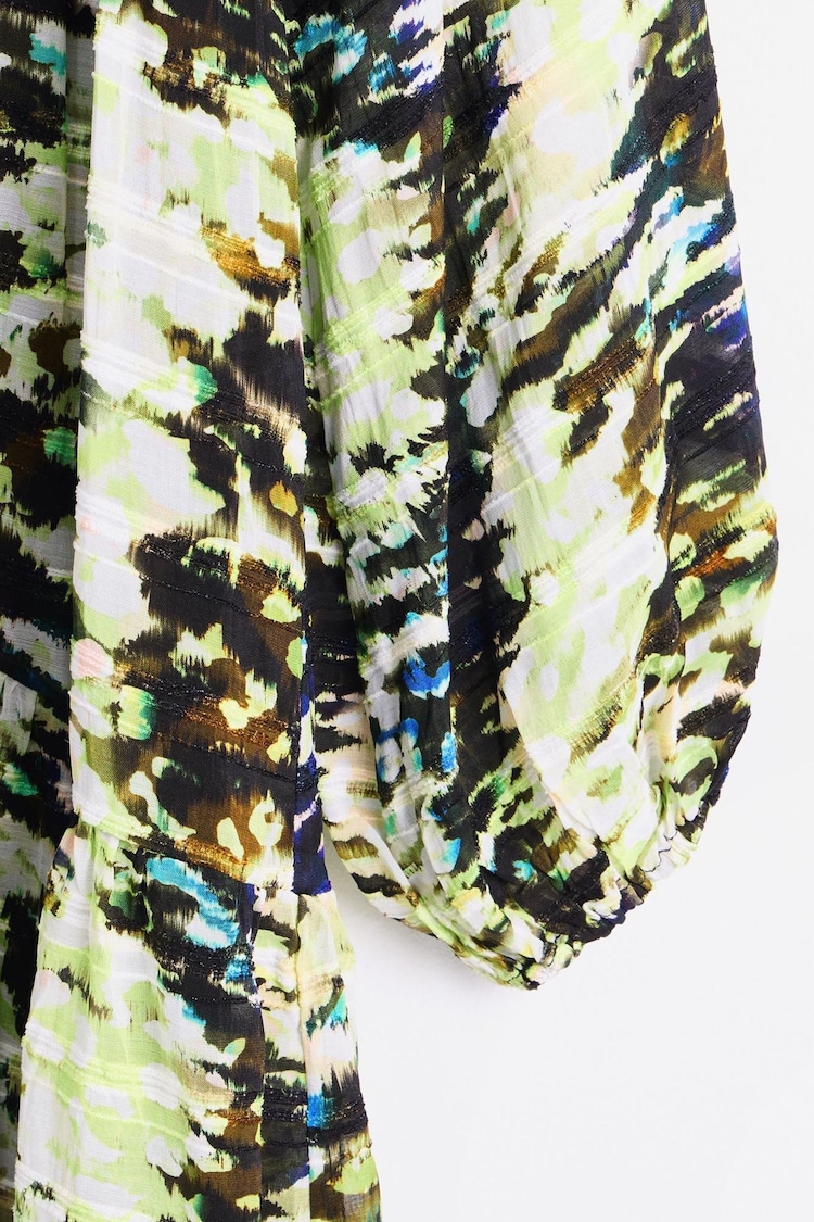 Oliver Bonas Green Texture Print Mini Dress - Image 6 of 6