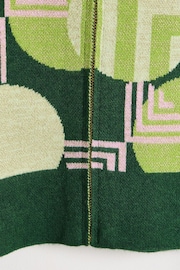 Oliver Bonas Green Geometric Knitted Bomber Jacket - Image 3 of 6