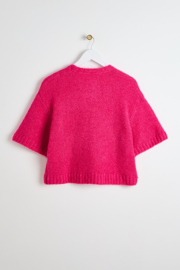 Oliver Bonas Pink Fluffy Knitted Shell Top - Image 2 of 5