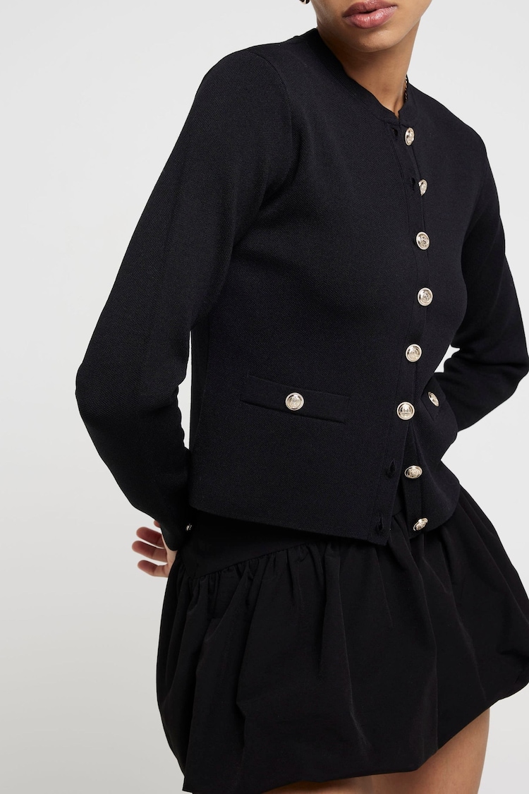 River Island Black Button Military Cardigan - Image 2 of 3