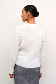 Kaffe Regular Fit Kasilla Cable Knit White Jumper - Image 2 of 6