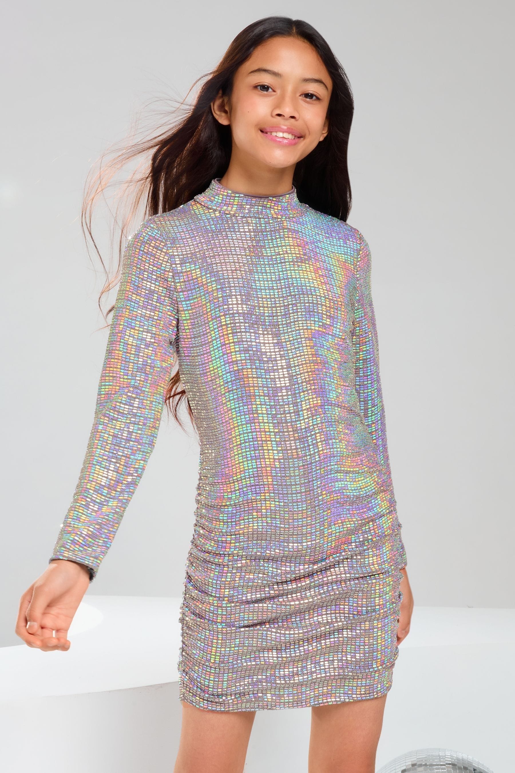 Buy Lipsy Silver Teen Holographic Bodycon Dress 10 16yrs from Next Malta
