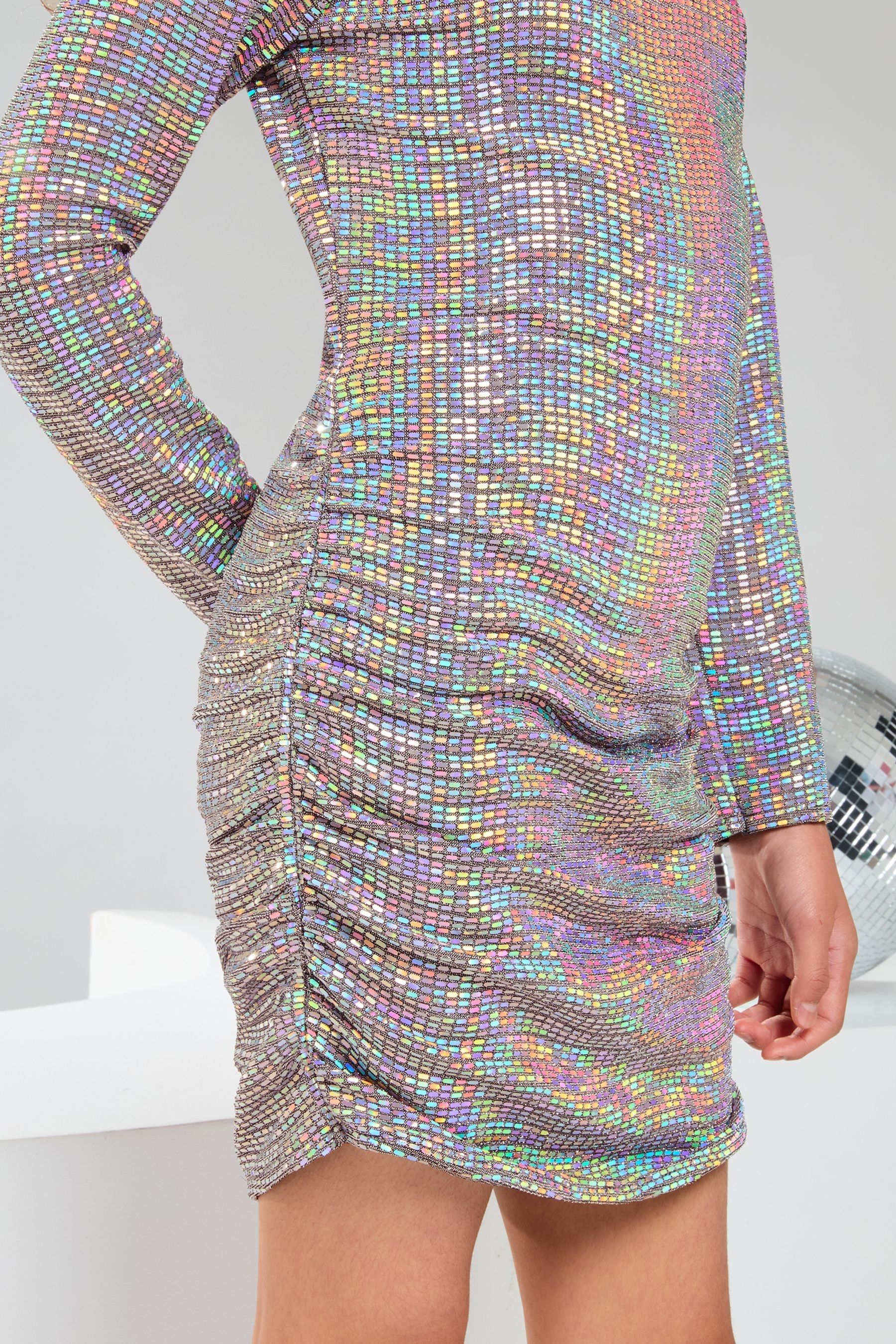 Buy Lipsy Silver Teen Holographic Bodycon Dress 10 16yrs from Next Malta