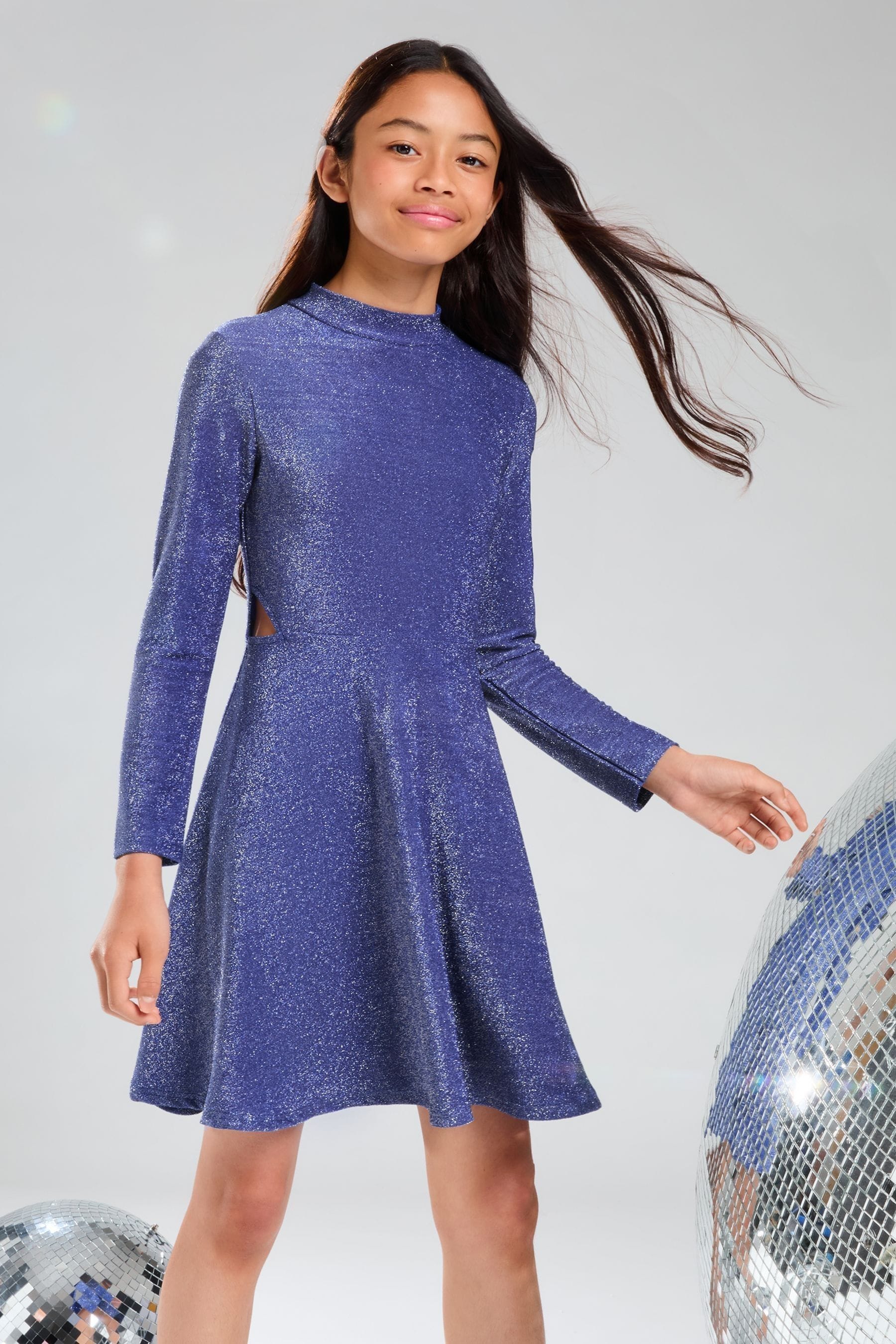 Buy Lipsy Navy Blue Glitter Cut Out Party Dress 5 16yrs from the Next UK online shop