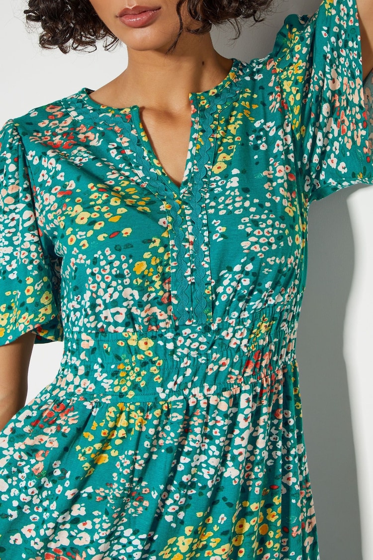 Monsoon Blue Micola Short Sleeve Floral Midi Dress - Image 4 of 4