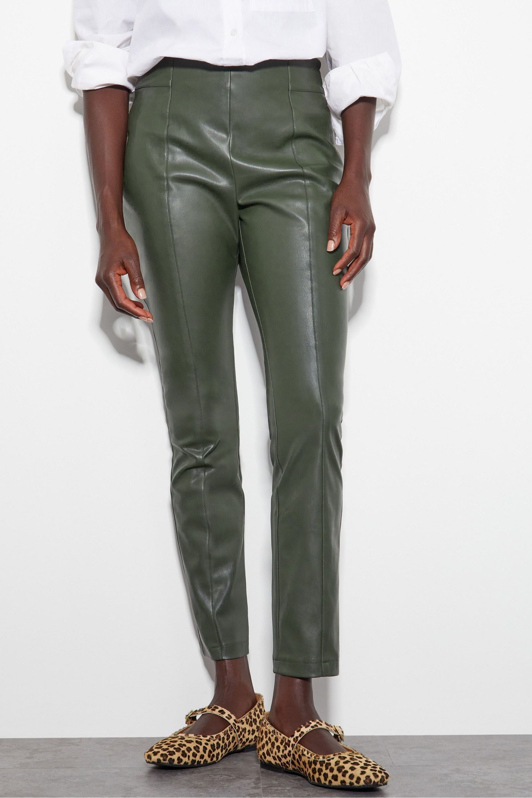 High waisted faux leather leggings top