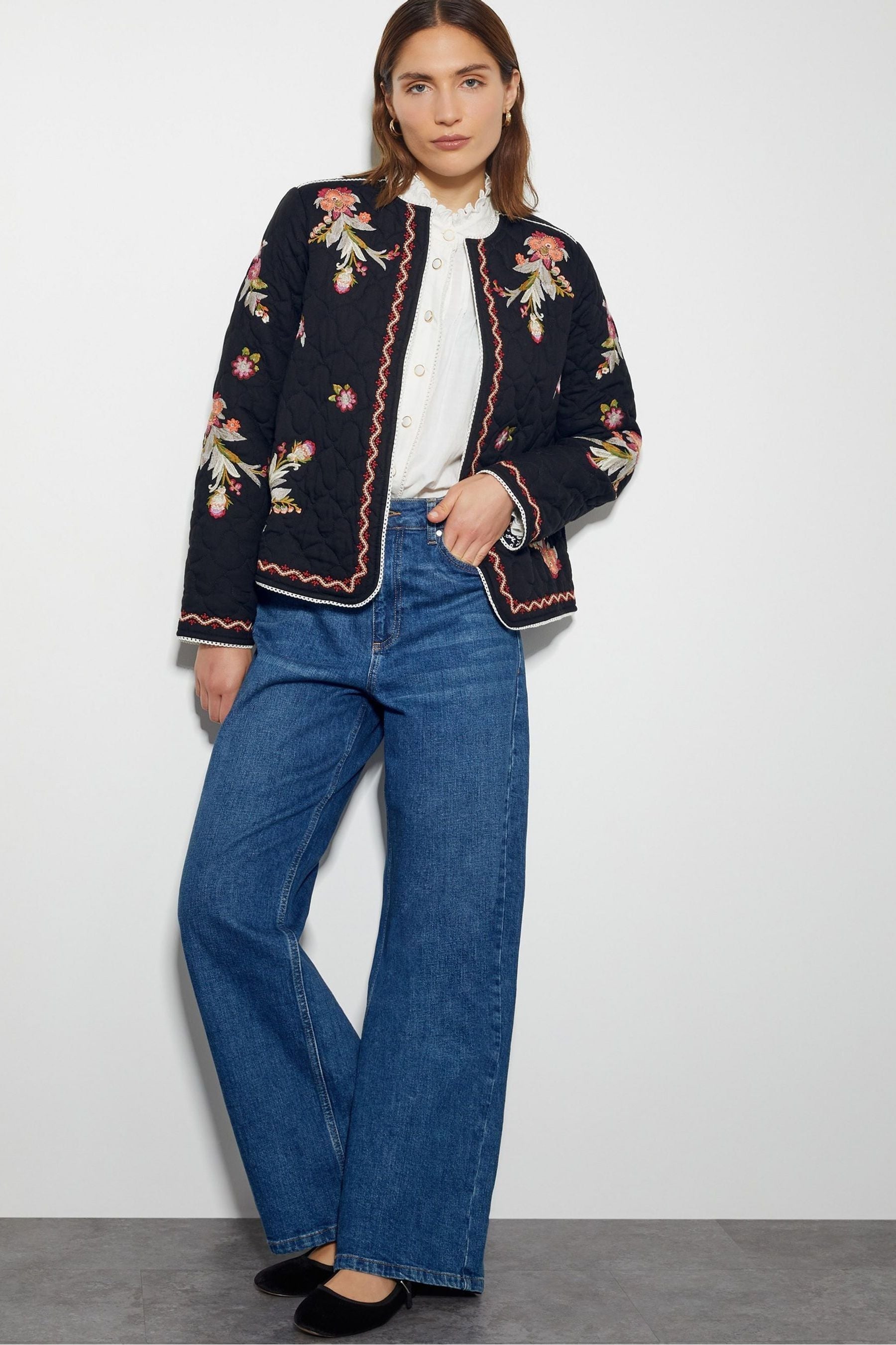 Quilted embroidered jacket shop