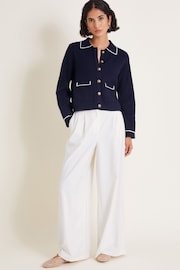 Monsoon Blue Nicki Collar Knit Jacket - Image 1 of 6