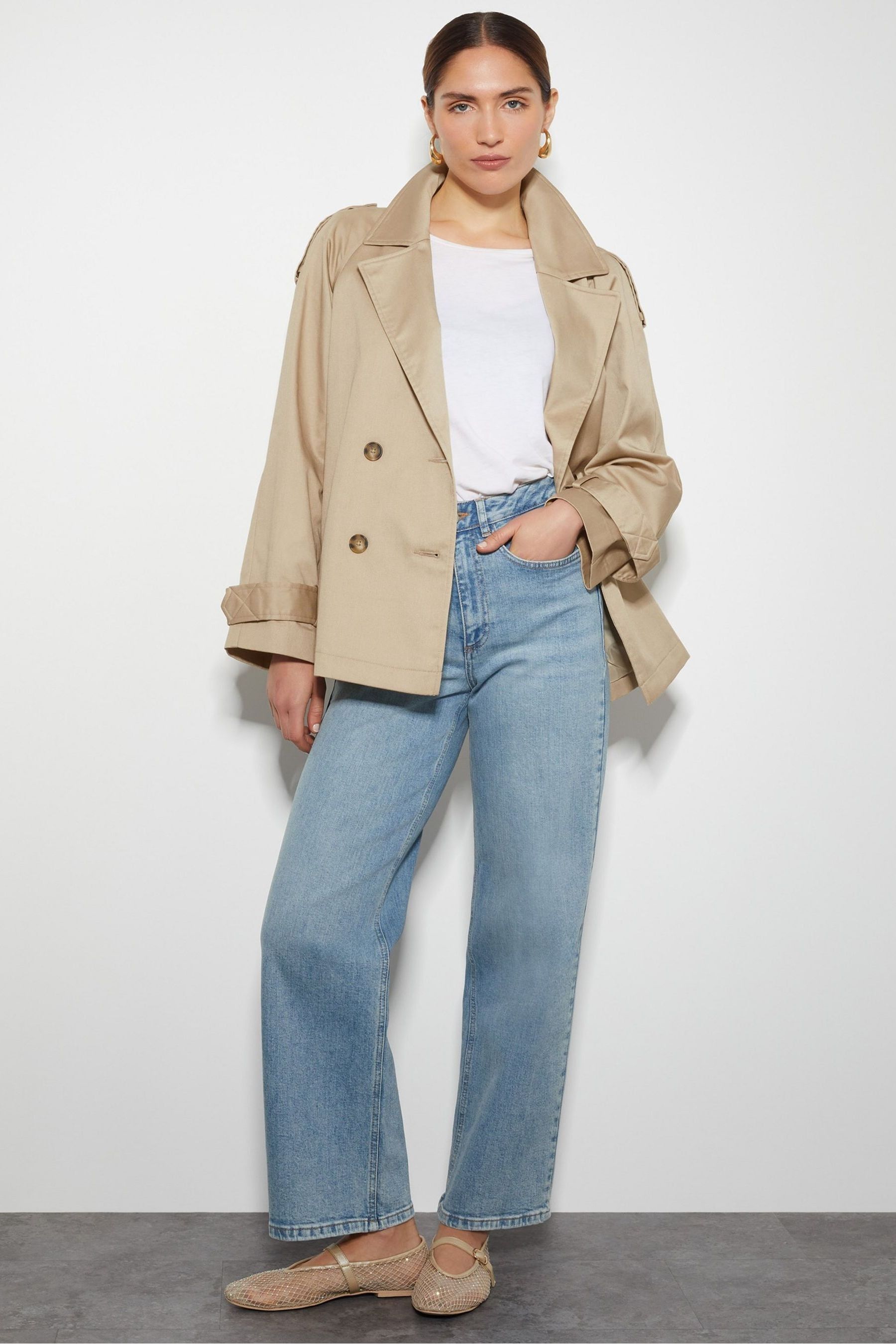 Buy Monsoon Natural Savannah Short Double Breasted Mac Coat from Next Luxembourg