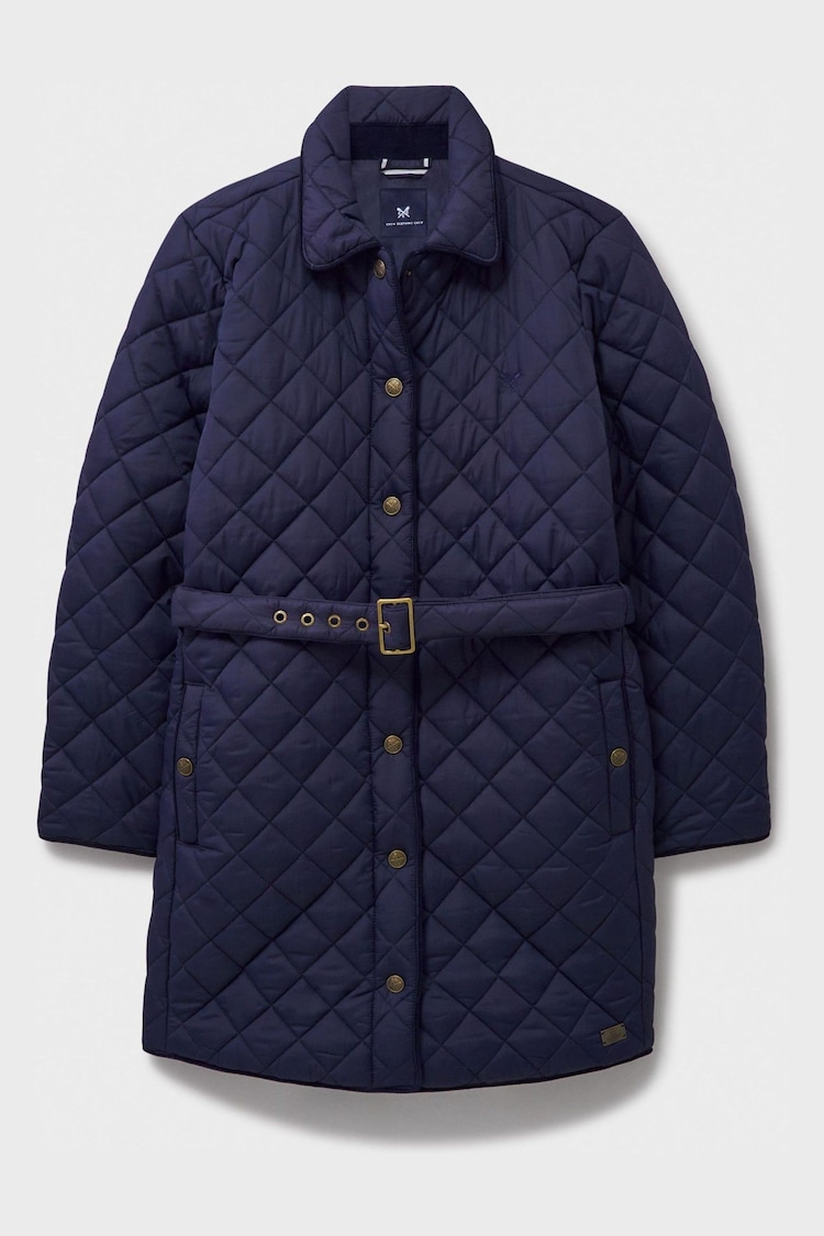 Crew Clothing Company Blue Belted Diamond Quilted Coat - Image 5 of 5