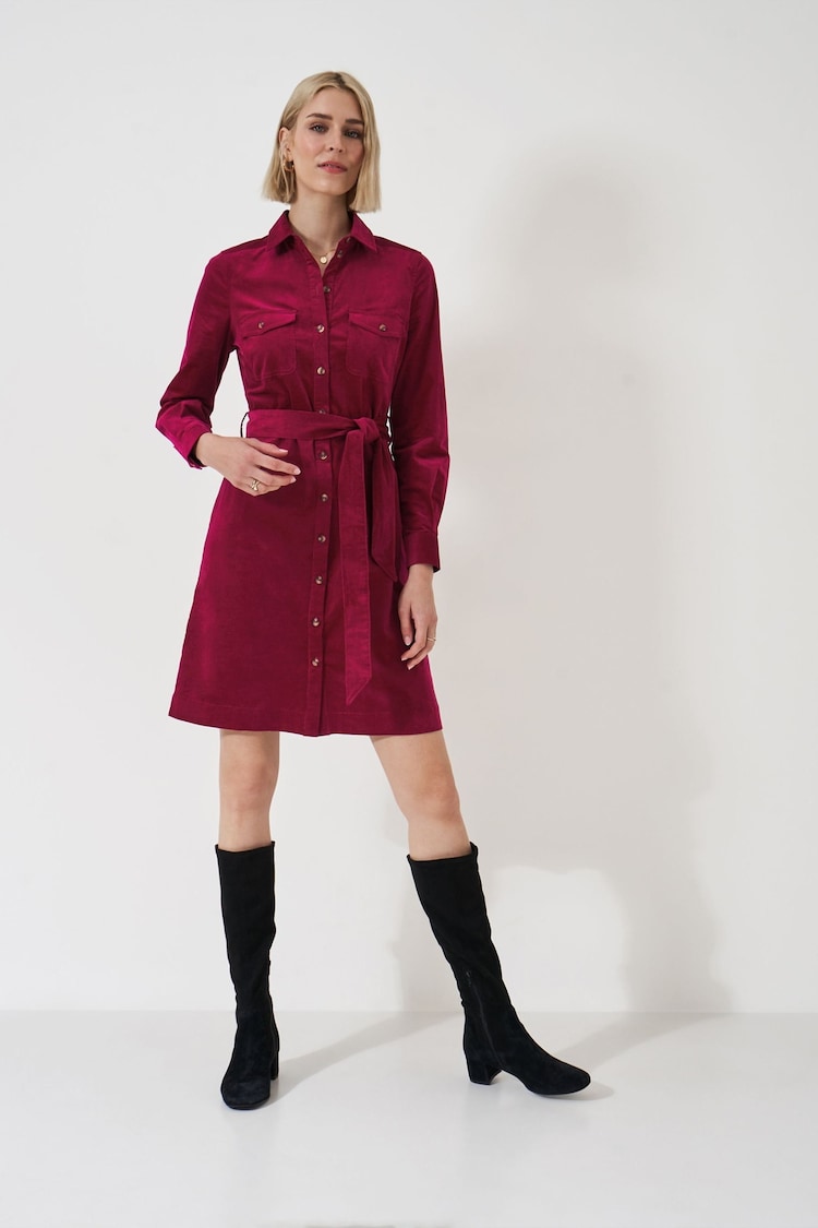 Crew Clothing Company Red Elsie Cord Shirt Dress - Image 1 of 6