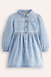 Boden Blue Aubrey Puff Sleeve Flower Shirt Dress - Image 1 of 1