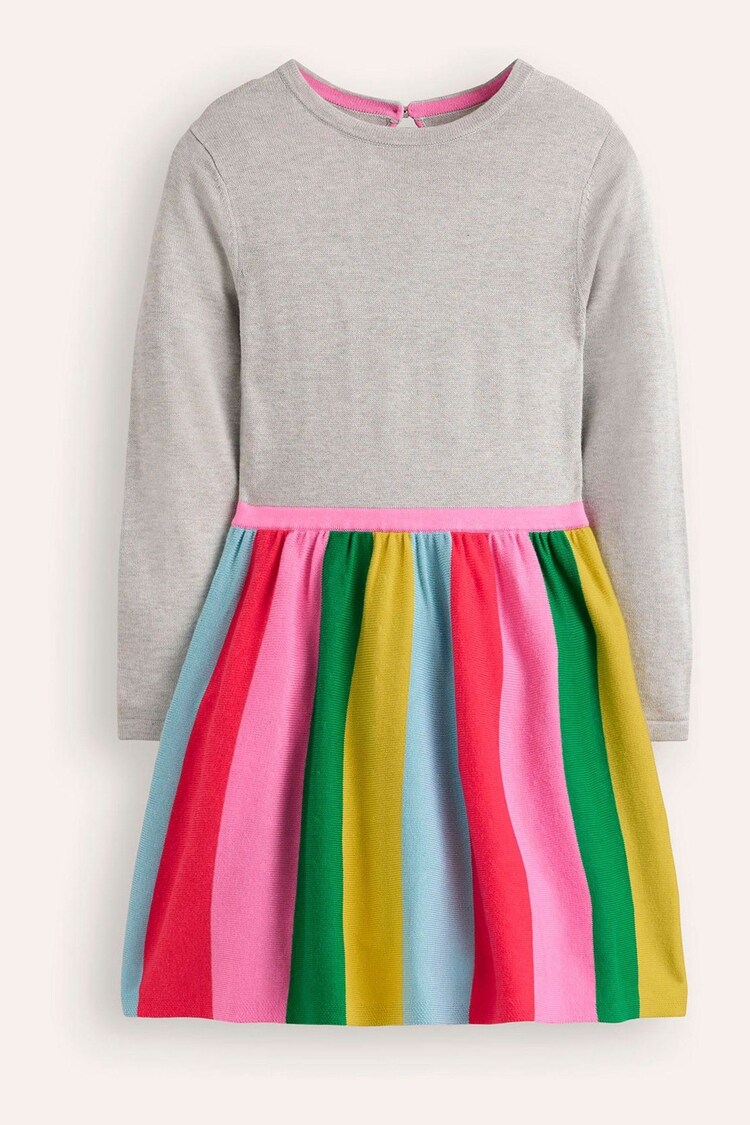 Boden Grey Knitted Rainbow Dress - Image 1 of 3