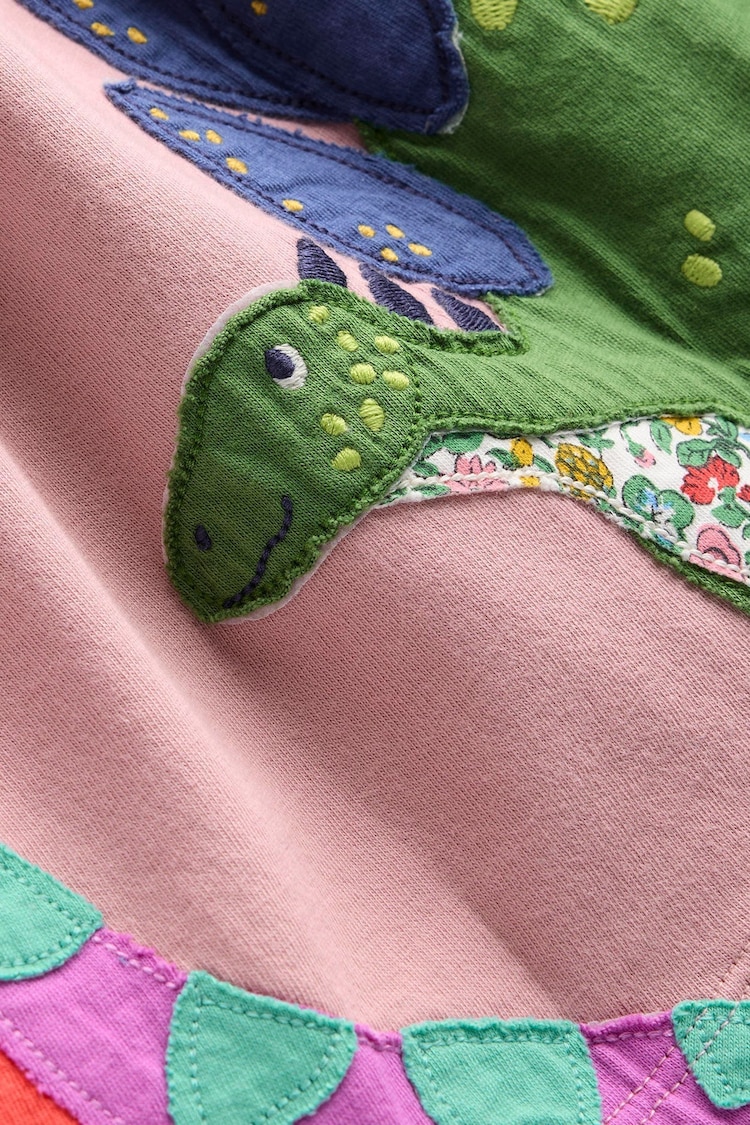 Boden Pink Coco Dinosaur Appliqué Hem Jersey Dress - Image 3 of 3