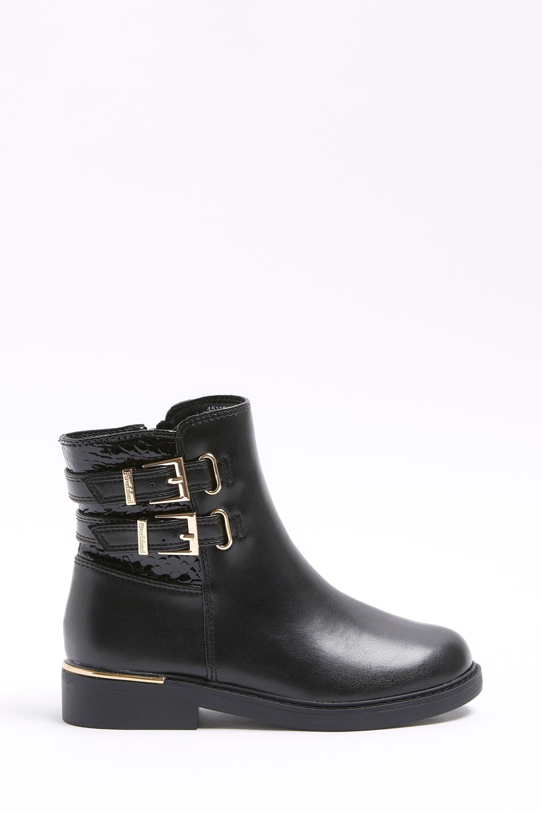 Buy River Island Black Girls Buckle Riding Boots from the Next UK online shop
