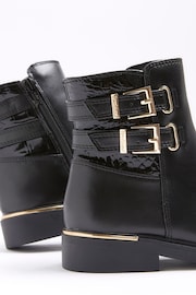 River Island Black Girls Buckle Riding Boots - Image 4 of 4