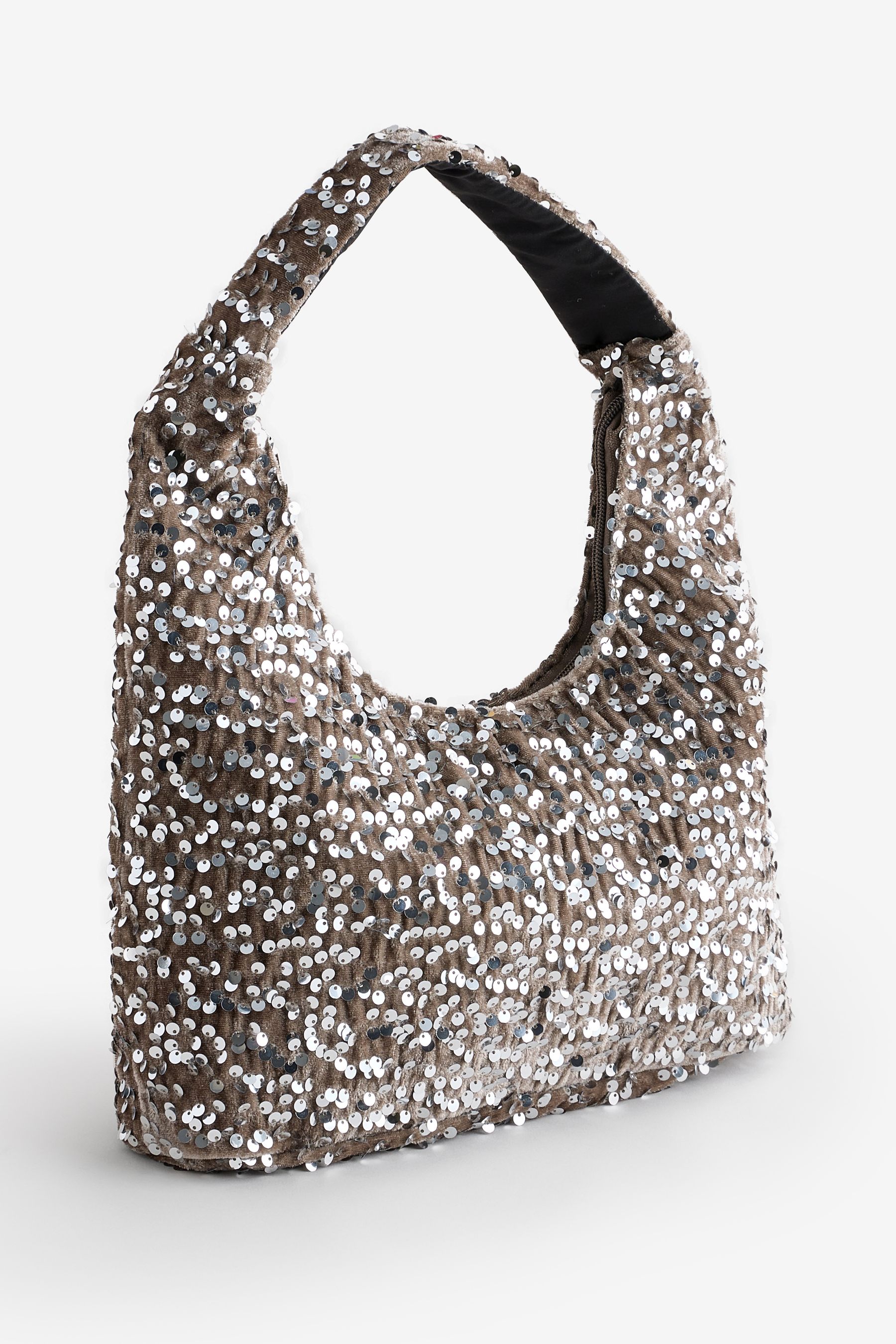 Womens Pieces Grey Sequin Shoulder Bag Grey