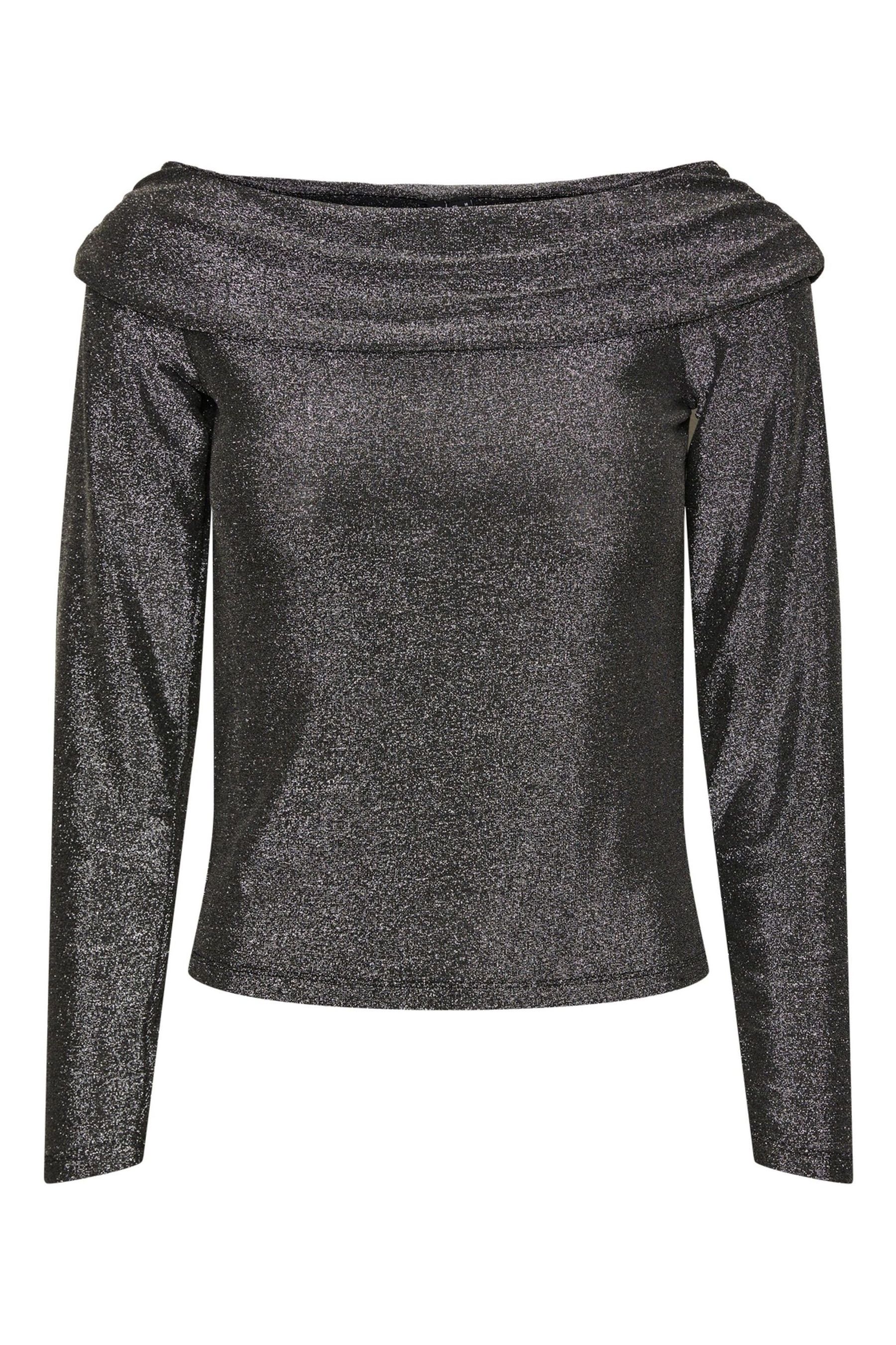 Buy PIECES Black Silver Metallic Bardot Top from the Next UK online shop