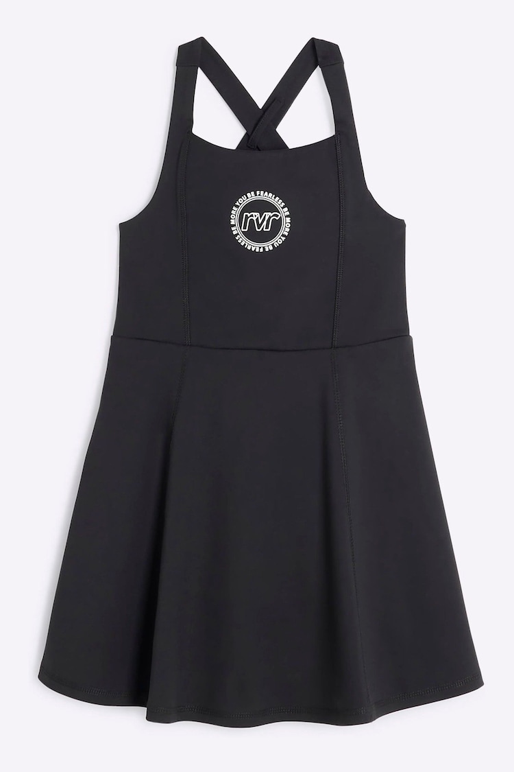 River Island Black Girls Active Skater 100% Cotton Dress - Image 1 of 3